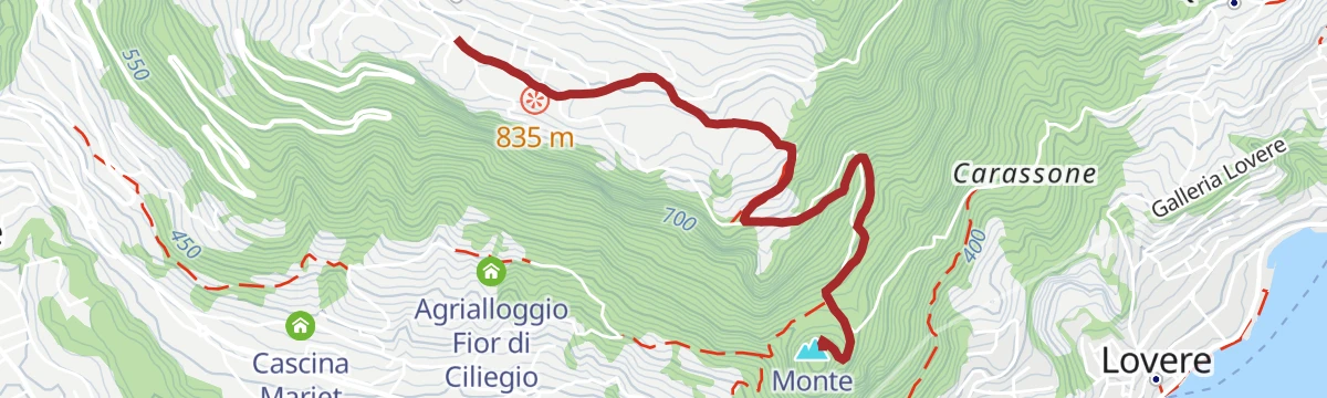 Route map: Walk from Bossico to San Giovanni in Monte Cala